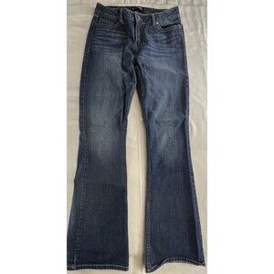Bootheel Mayfair Fit Womens Dark Blue Denim Embroidered Flap Pockets Size 8